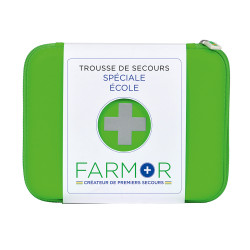 Trousse de secours école & centre aéré grand modèle en PU vert fluo