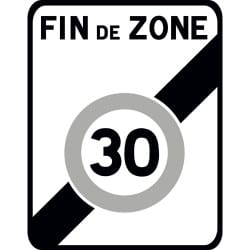 Panneau sortie d'une zone 30 - B51