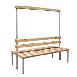 Banc vestiaire bois 2 assises et portes-manteaux