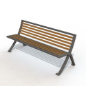 Banc public en compact stratifié et pied acier - Bordeaux