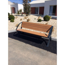 Banc public avec accoudoirs en compact stratifié - Bergerac