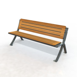 Banc public en compact stratifié et pied acier - Bergerac