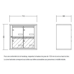 Bloc boite aux lettres intérieur - Leabox acier