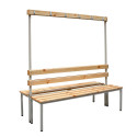 Banc vestiaire bois 2 assises et portes-manteaux