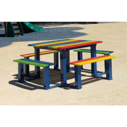 Table de pique nique pour enfant en deux tailles couleur arc-en-ciel