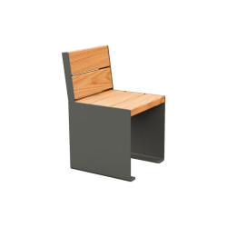 Banc métallique avec assise et dossier en bois exotique modèle KUB