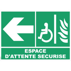 Panneau d'évacuation espace d'attente securisé flèche directionnelle