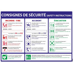 Panneau consignes de securité 2 langues