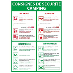 Panneau consignes de sécurité campings