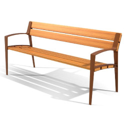 Banc de ville style scandinave métal et bois tropical - Benito Minsk