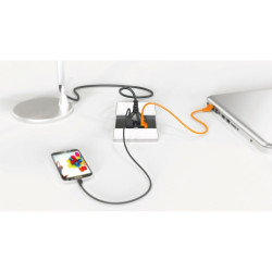 Top access encastrable avec prise électrique, 1 USB, 1 RJ45