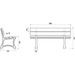 Banc public en plastique recyclé Edimbourg