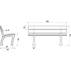 Banc public en plastique recyclé Glasgow