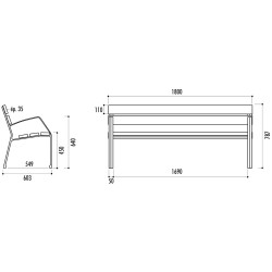 Banc public design en Pin classe 4 autoclave Modo-08