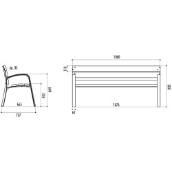 Banc public en pin classe 4 autoclave Modo pin