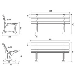 Banc public en compact Dublin 5 lames