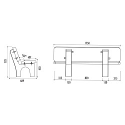 Banc public en béton Borée - Bords arrondis