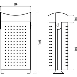 Poubelle de rue Arco Iris avec couvercle rabattable - 85 litres