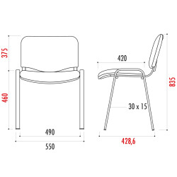 Chaise Iso, assise et dossier polypropylène M4