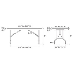 Table rectangulaire pliante et empilable Grenade