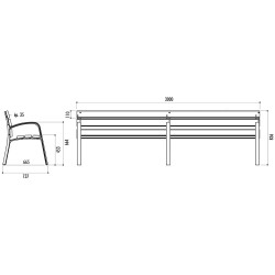 Banc public design Modo 300 cm