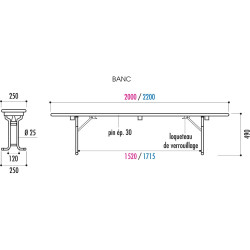 Banc en bois pliant et empilable Vienne