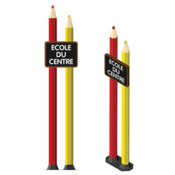 Totem école 2 crayons avec ardoise école personnalisable