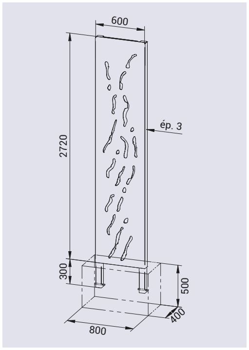 Vue éclatée totem pour panneau d'entrée de ville