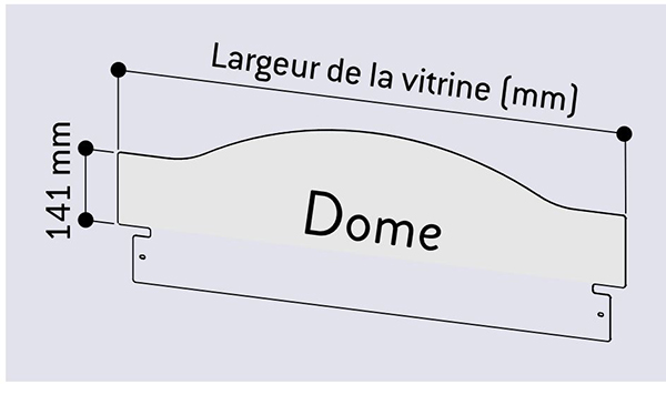 Dimensions bandeau dôme pour vitrine d'information