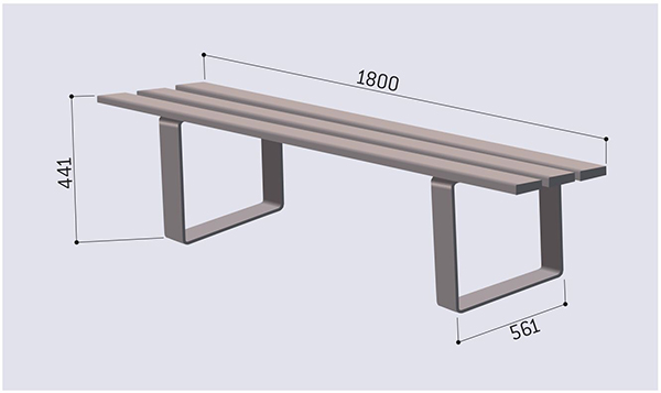 Dimensions banquette extérieure en bois exotique