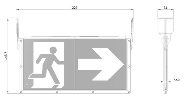 dimensions plaque drapeau pour BAES et LSC Lumio