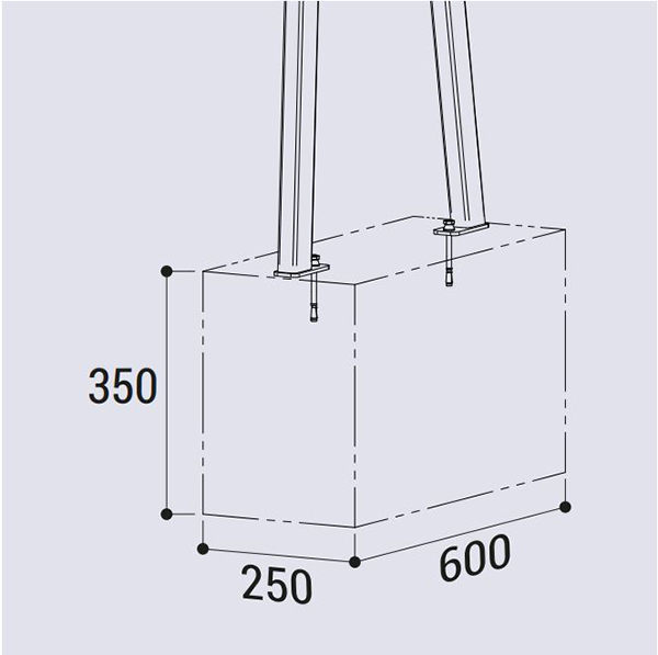 Plan de scellement pour banc tour d'arbre