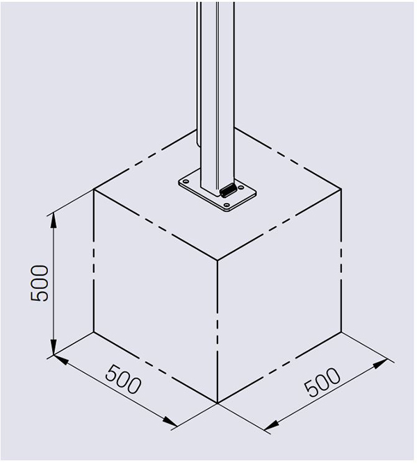 Plan de scellement poteaux cache conteneurs