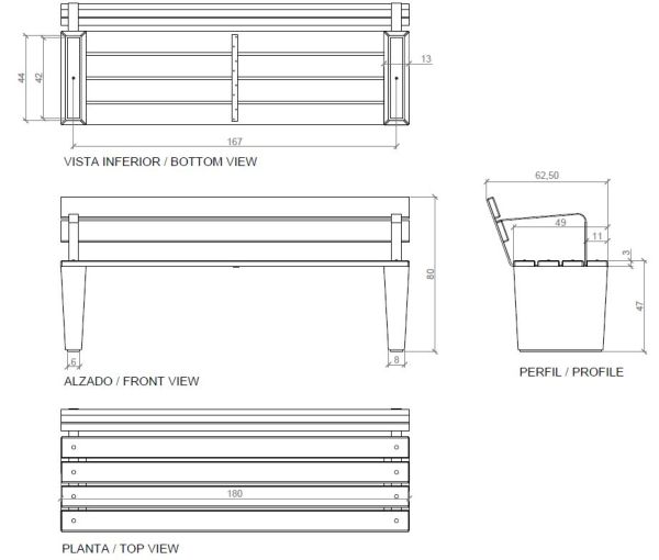 Schéma banc béton Magourban Areca