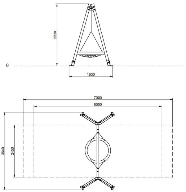 Dimensions de la balancoire benito red nido vue ensemble balancoire benito reb nido