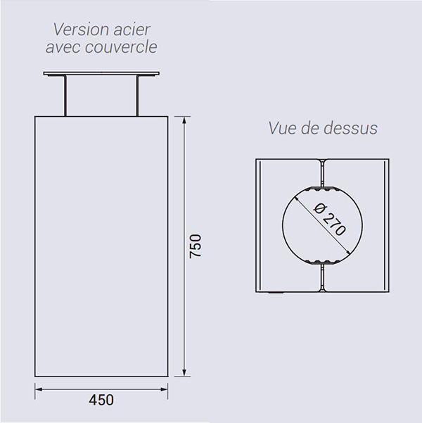 Vue éclatée corbeille en métal Kub