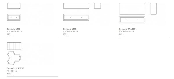 Dimensions jardiniere dynamic J100 vue ensemble jardiniere dynamic