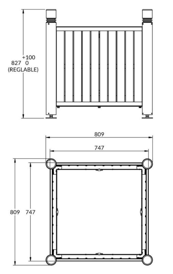 Dimensions de la jardiniere avec tête deux gorges Arcachon vue ensemble Jardiniere Arcachon avec tête deux gorges