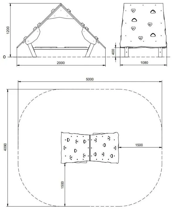 Dimensions de la structure de jeux benito loop 1 vue ensemble structure jeux benito loop 1