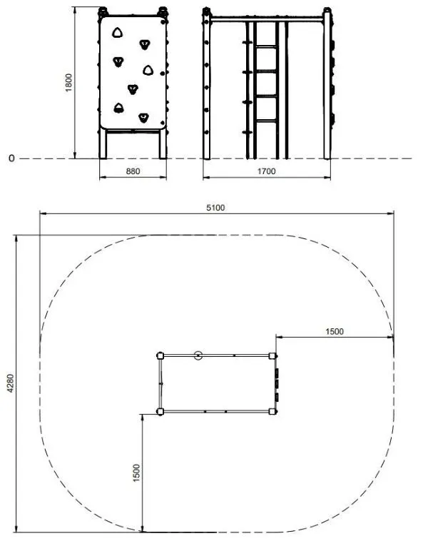 Dimensions de la structure de jeux benito loop 2 vue ensemble structure jeux benito loop 2