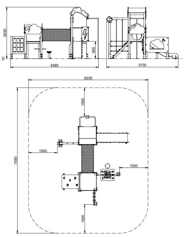 Dimensions de la structure de jeux benito rayo vue ensemble structure de jeux benito rayo