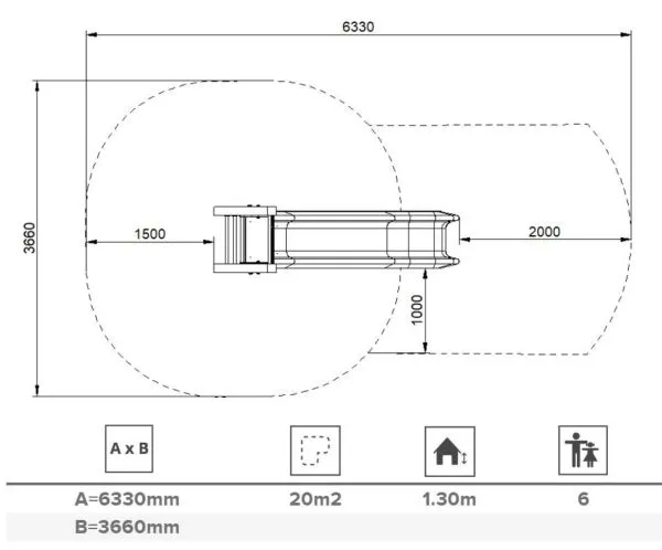 Dimensions du toboggan benito torino vue ensemble toboggan benito torino